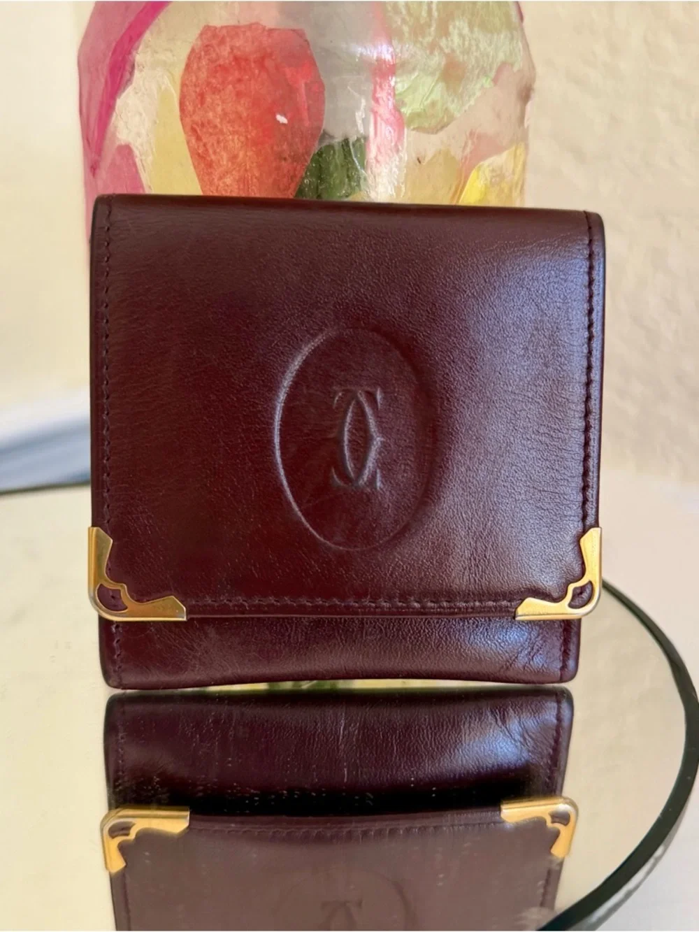 Cartier coin case square purse / wallet Must de Bordeaux 73184184